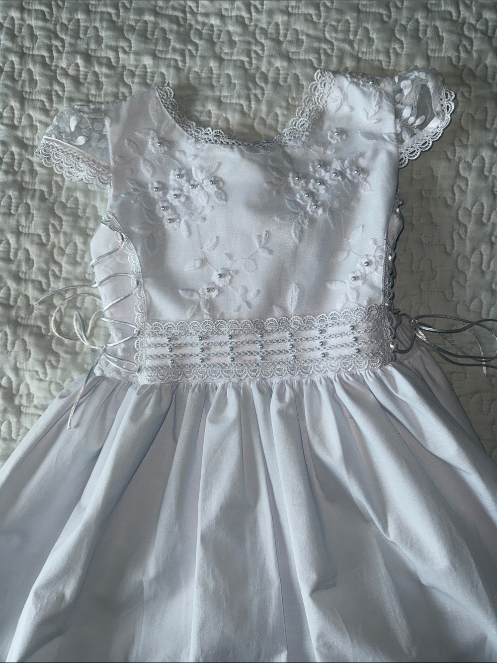 Elegant White Flower Girl Dress First Comunion Confirmation Dress